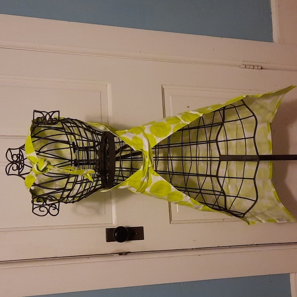 Embroidered Lime Green Polk-A-Dot Cotton Chef Kitchen Apron Cook Baker Chef - Picture 4 of 6